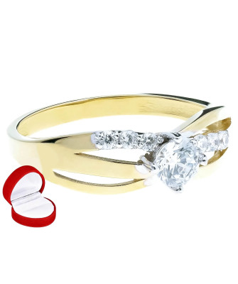 8k Gold Split Shank Ring with Cubic Zirconia
