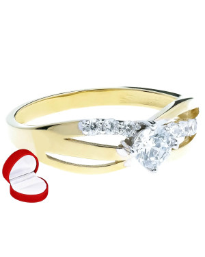 8k Gold Split Shank Ring with Cubic Zirconia
