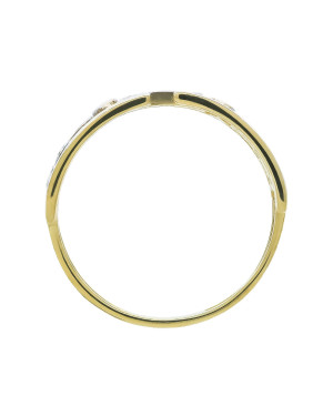 Wide gold ring with cubic zirconia