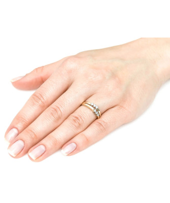 Gold ring 8k modern design cubic zirconia