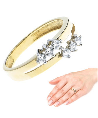Pierścionek złoty 8k nowoczesny wzór cyrkonie