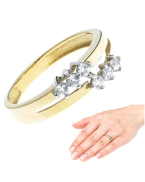 Gold ring 8k modern design cubic zirconia