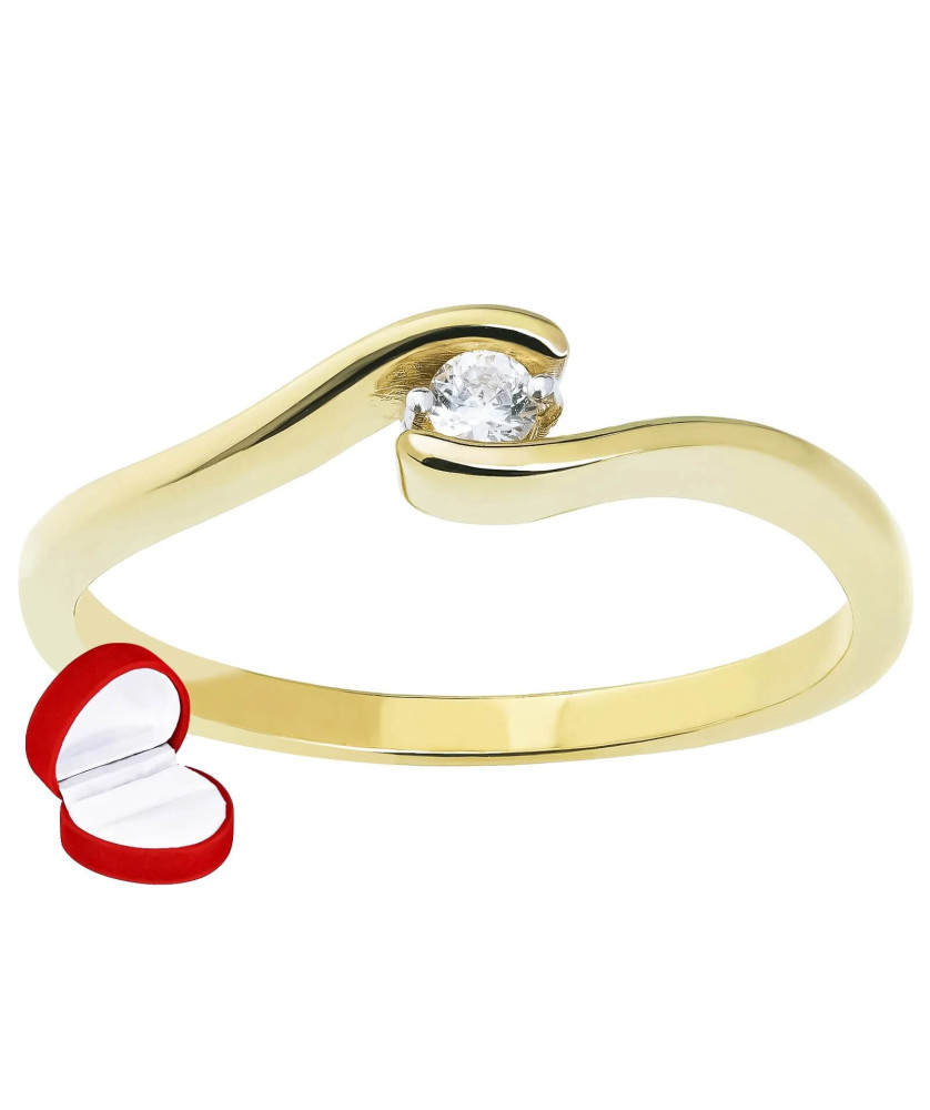 Delicate 8k ring with a white stone
