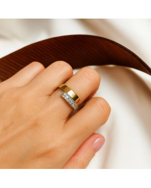 Gold ring with cubic zirconia 8k