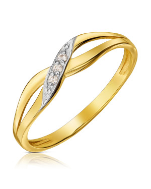 Gold ring 8k stones interwoven pattern