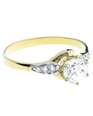 Gold ring with large stone 8k white zirconia