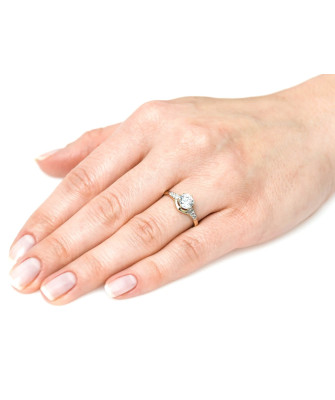 Gold ring with large stone 8k white zirconia