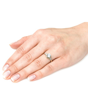 Gold ring with large stone 8k white zirconia