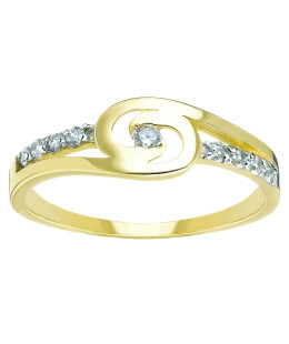Gold ring with zirconia interwoven pattern