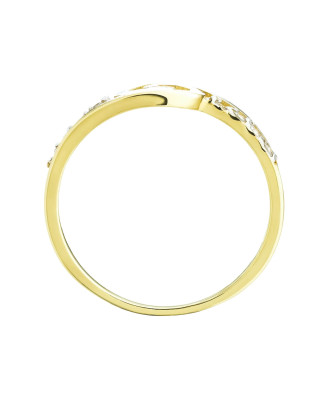 Gold ring with zirconia interwoven pattern