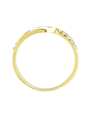 Gold ring with zirconia interwoven pattern