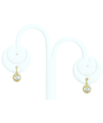 Gold earrings with white stone 8k