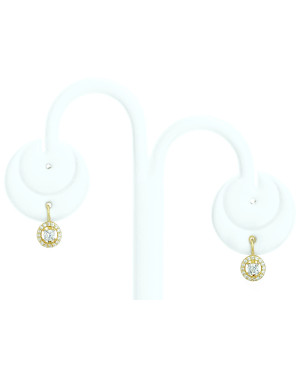 Gold earrings with white stone 8k