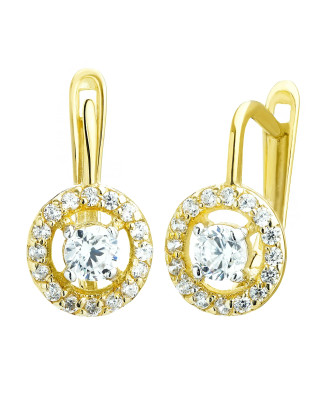 Gold earrings with white stone 8k