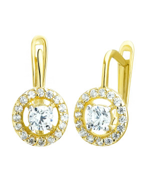 Gold earrings with white stone 8k