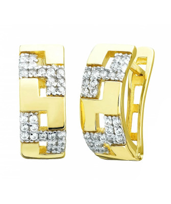 Gold earrings white stones 8k