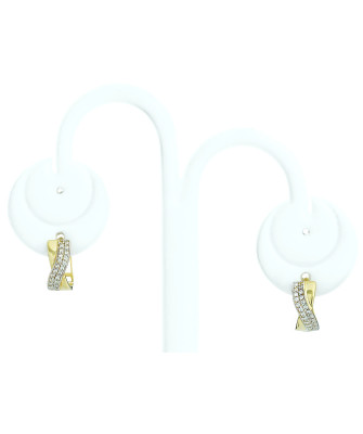 Gold earrings interwoven with wave zirconia