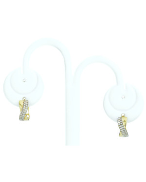Gold earrings interwoven with wave zirconia