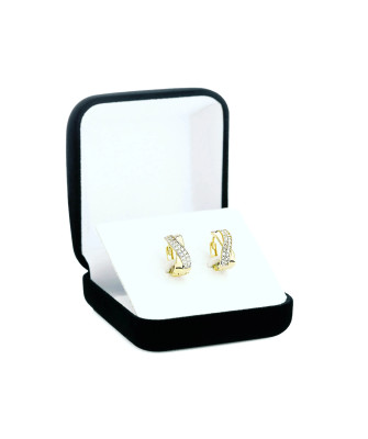 Gold earrings interwoven with wave zirconia