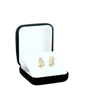Gold earrings interwoven with wave zirconia