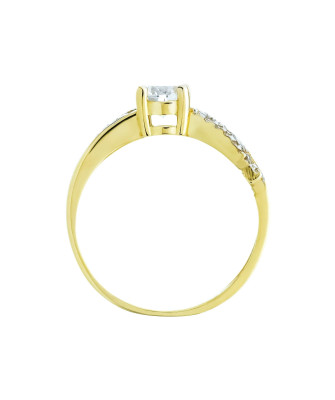 Gold ring zircon interwoven pattern