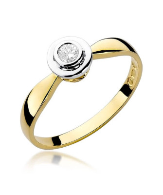 Złoty Pierścionek 14k z diamentem brylant 0,10ct