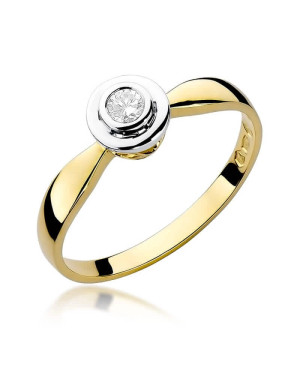 Złoty Pierścionek 14k z diamentem brylant 0,10ct