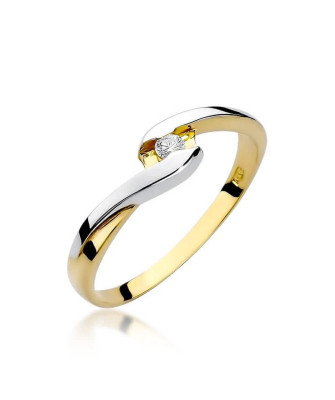 Złoty Pierścionek 14k z diamentem brylant 0,05ct