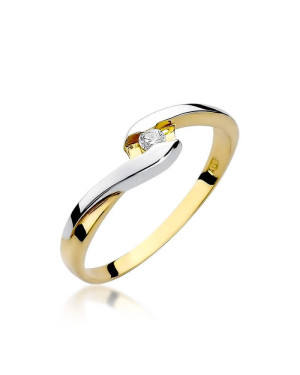 Złoty Pierścionek 14k z diamentem brylant 0,05ct