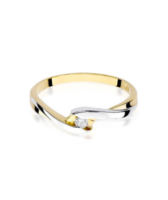 Złoty Pierścionek 14k z diamentem brylant 0,05ct