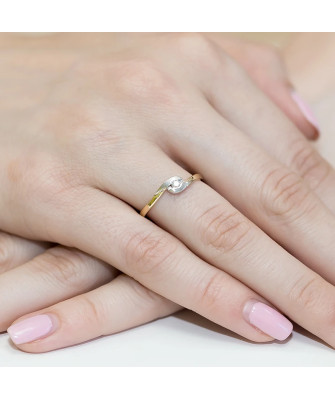Złoty Pierścionek 14k z diamentem brylant 0,05ct