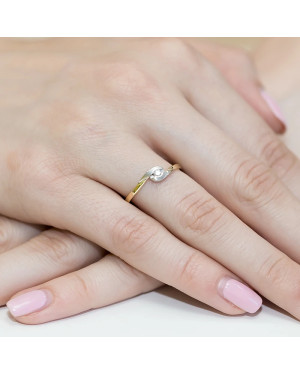 Złoty Pierścionek 14k z diamentem brylant 0,05ct