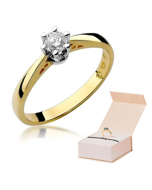 Złoty Pierścionek 14k z diamentem brylant 0,25ct