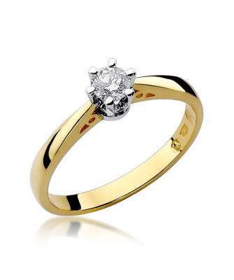 Złoty Pierścionek 14k z diamentem brylant 0,25ct