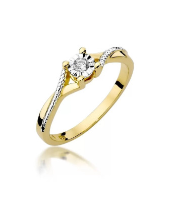 Złoty Pierścionek 14k z diamentem brylant 0,08ct