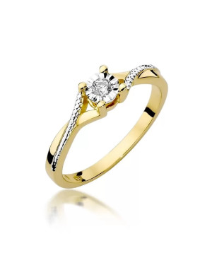 Złoty Pierścionek 14k z diamentem brylant 0,08ct