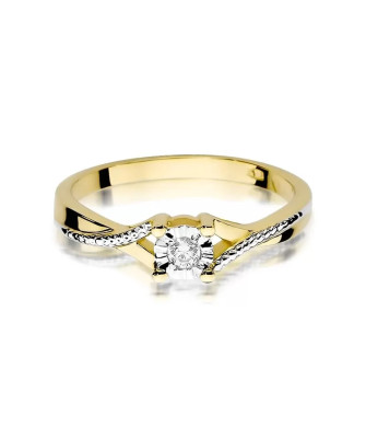 Złoty Pierścionek 14k z diamentem brylant 0,08ct