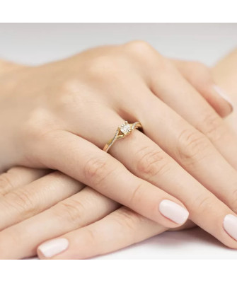 Złoty Pierścionek 14k z diamentem brylant 0,08ct