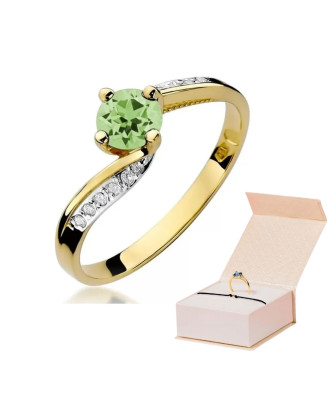 Złoty Pierścionek 14k z diamentem oliwin 0,60ct