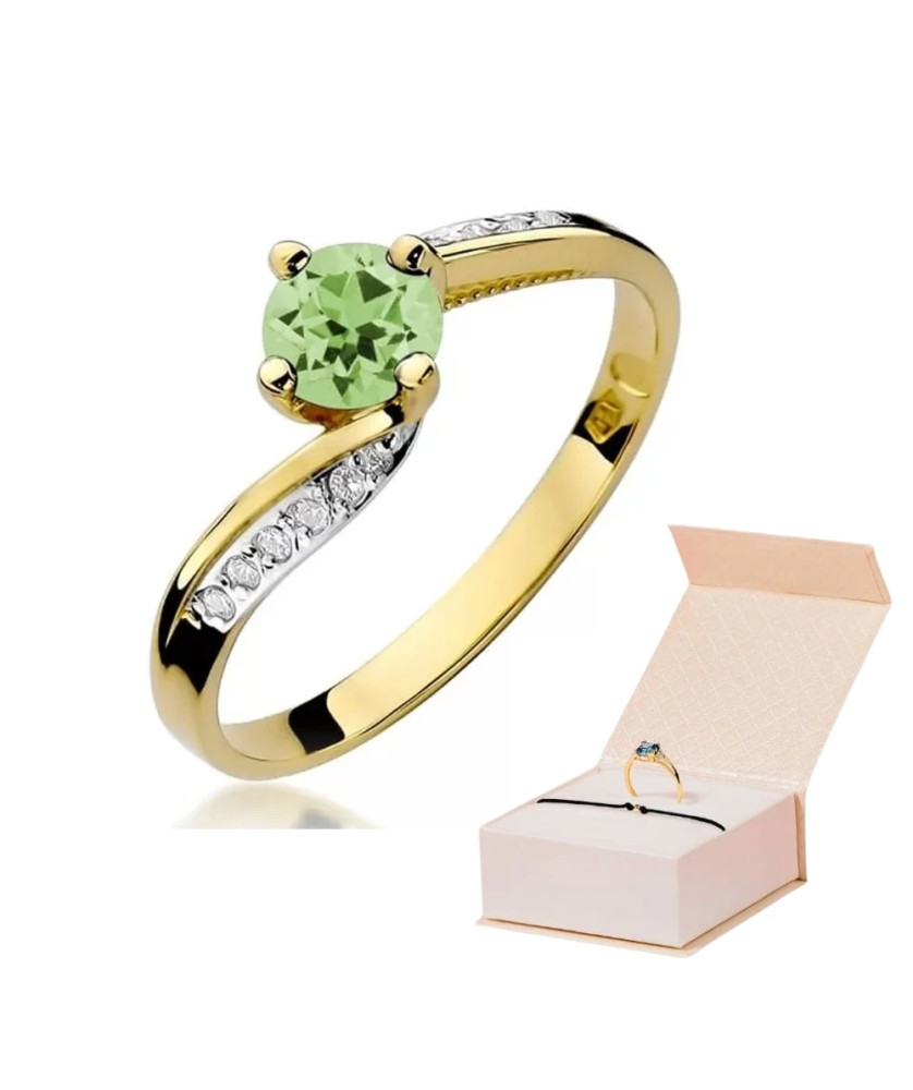Złoty Pierścionek 14k z diamentem oliwin 0,60ct