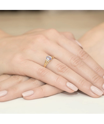 Złoty Pierścionek 14k z diamentem tanzanit  0,40ct