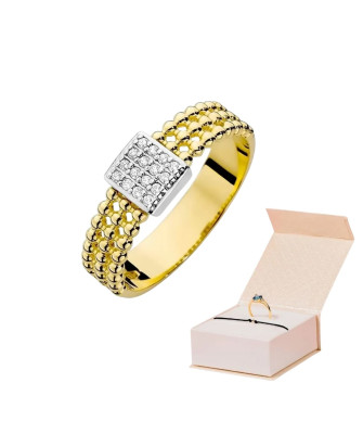 Złoty Pierścionek 14k z diamentem brylant 0,08ct
