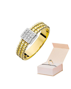 Złoty Pierścionek 14k z diamentem brylant 0,08ct
