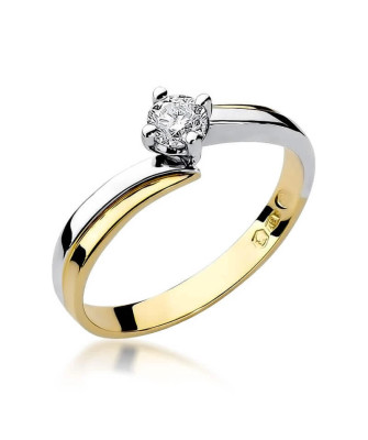 Złoty Pierścionek 14k z diamentem brylant 0,30ct