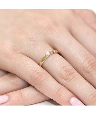 Złoty Pierścionek 14k z diamentem brylant 0,30ct