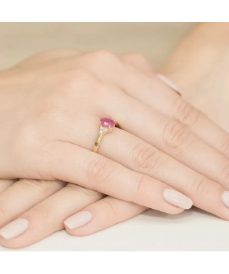 14k Gold Ring with 1.00ct Diamond Ruby