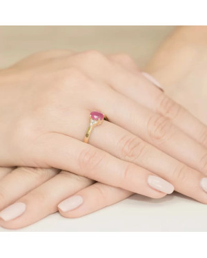 Złoty Pierścionek 14k z diamentem rubin 1,00ct
