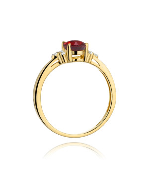 Złoty Pierścionek 14k z diamentem rubin 1,00ct