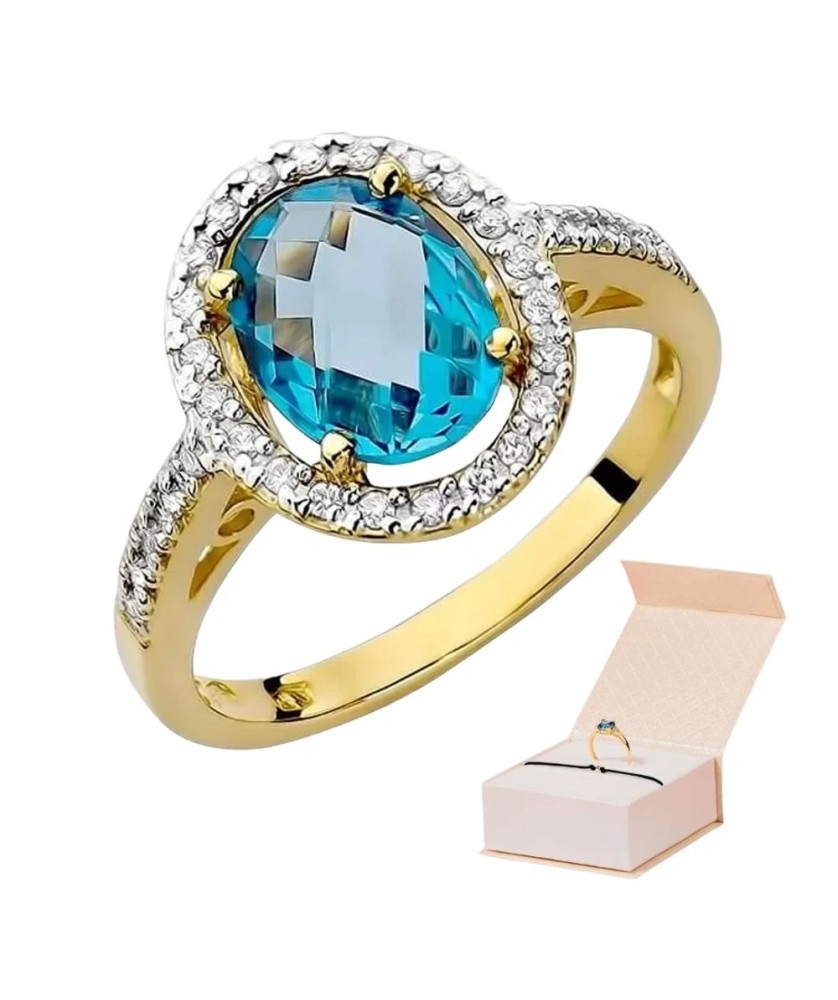 Złoty Pierścionek 14k z diamentem topaz 1,70ct