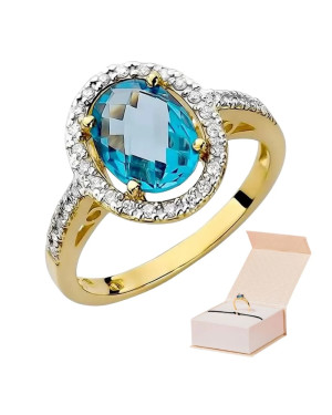 Złoty Pierścionek 14k z diamentem topaz 1,70ct